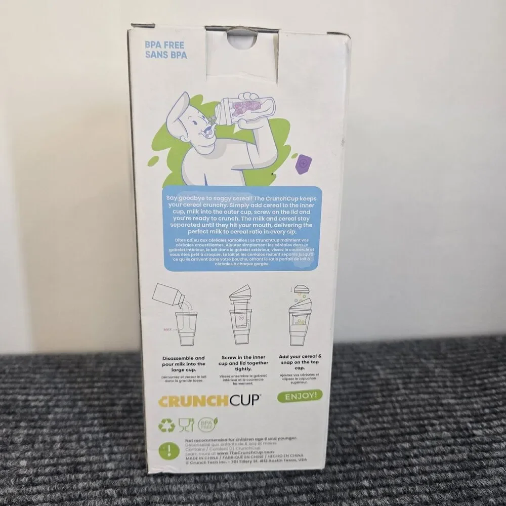 The CrunchCup Never Soggy Portable Cereal & Milk Crunch Cup for Cereal on the Go